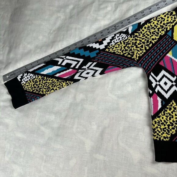VTG Divided Sweater Women’s Sz M Y2K Multicolor Aztec Graphics 80’s 90’s - Picture 7 of 10